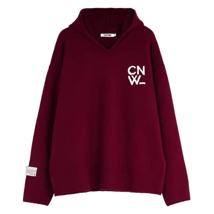 Unisex Oversized Hoodie with V-Neck made of Fine Knit and Logo Embroidery Mune Fashion