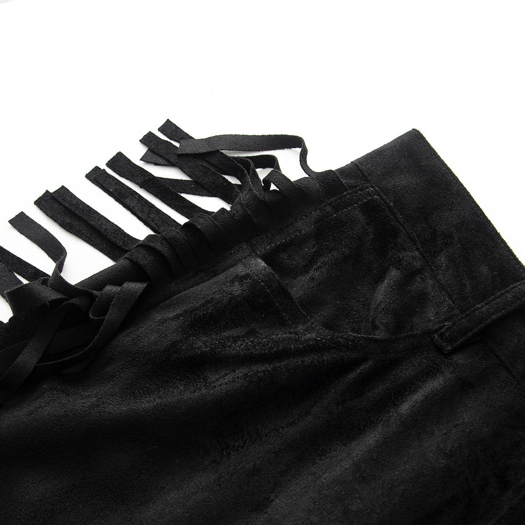 Women's Wide High Waist Pants with Side Fringes and Wide Leg Mune Fashion