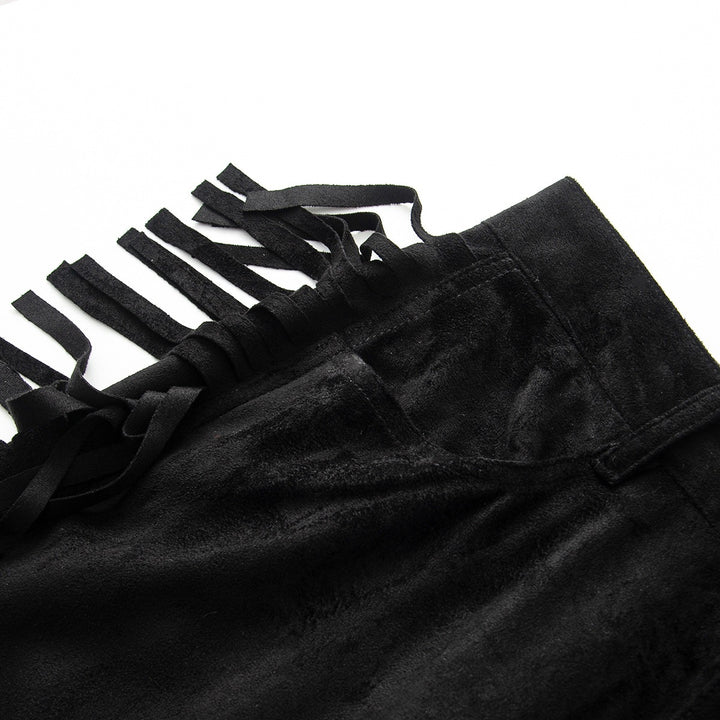 Women's Wide High Waist Pants with Side Fringes and Wide Leg Mune Fashion