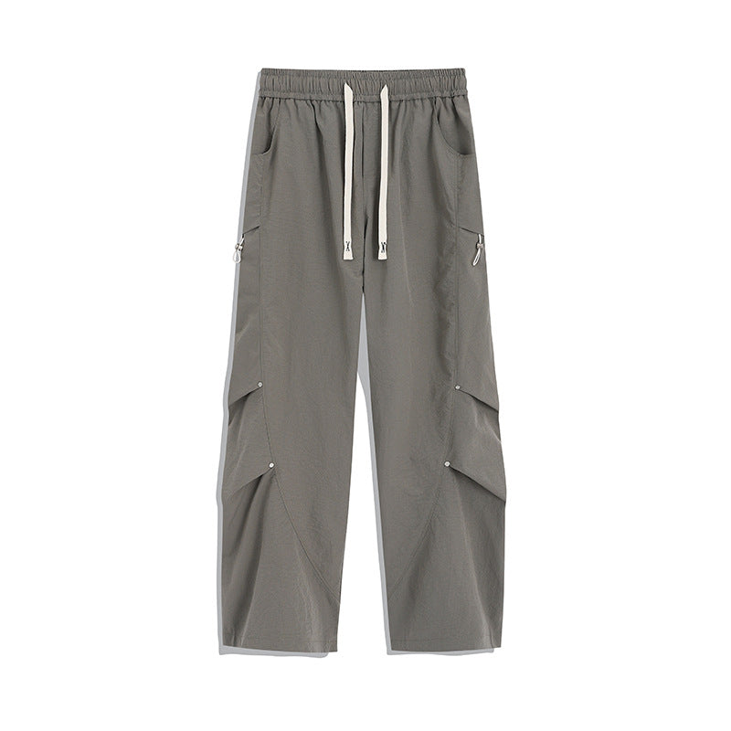 Men's Utility Cargo Lounge Pants with Drawstring Waist, Multiple Pockets & Wide Leg Mune Fashion
