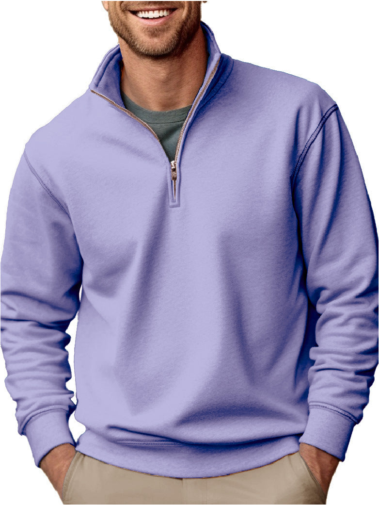 Men's half-zip sweatshirt with stand-up collar and soft fleece interior lining Mune Fashion