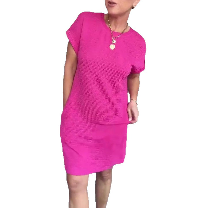 Women's falling crinkled structure dress with side pockets and rolled sleeves Mune Fashion
