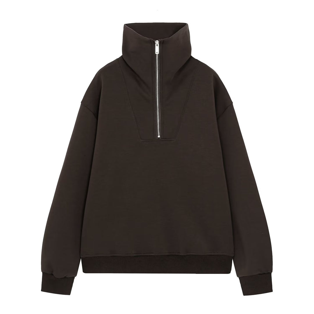 Women's oversized sweatshirt with high stand-up collar and half zip Mune Fashion