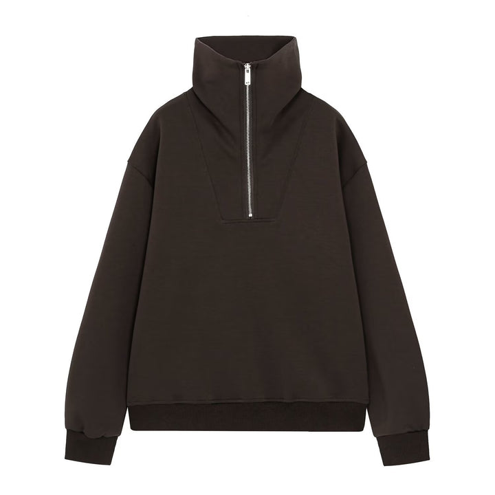Women's oversized sweatshirt with high stand-up collar and half zip Mune Fashion