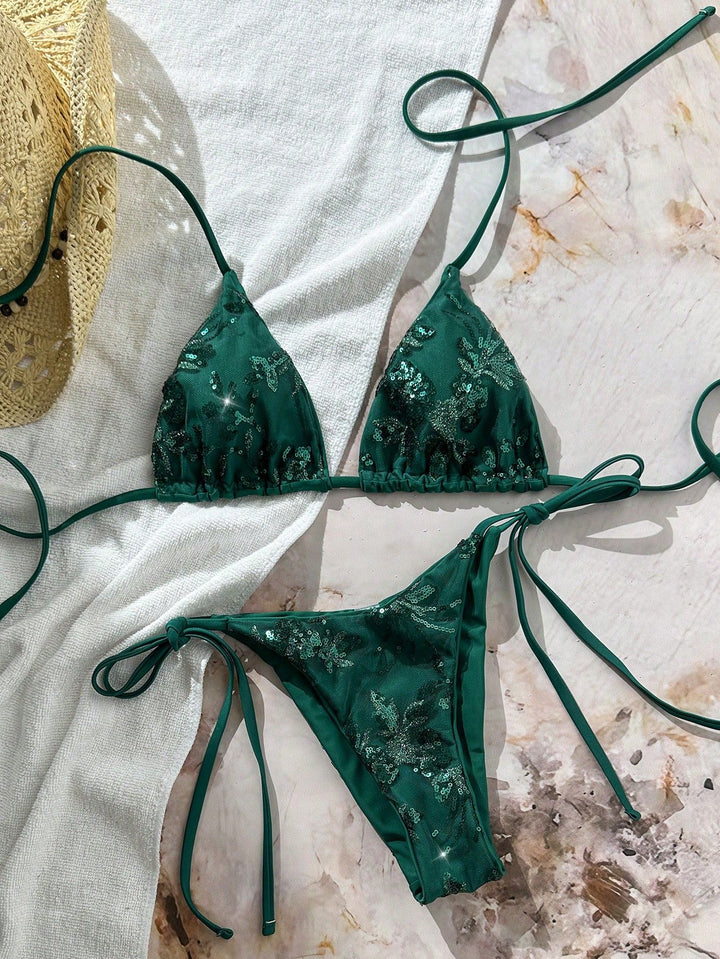Women's Glamorous Triangle Bikini with Glitter Elements Mune Fashion