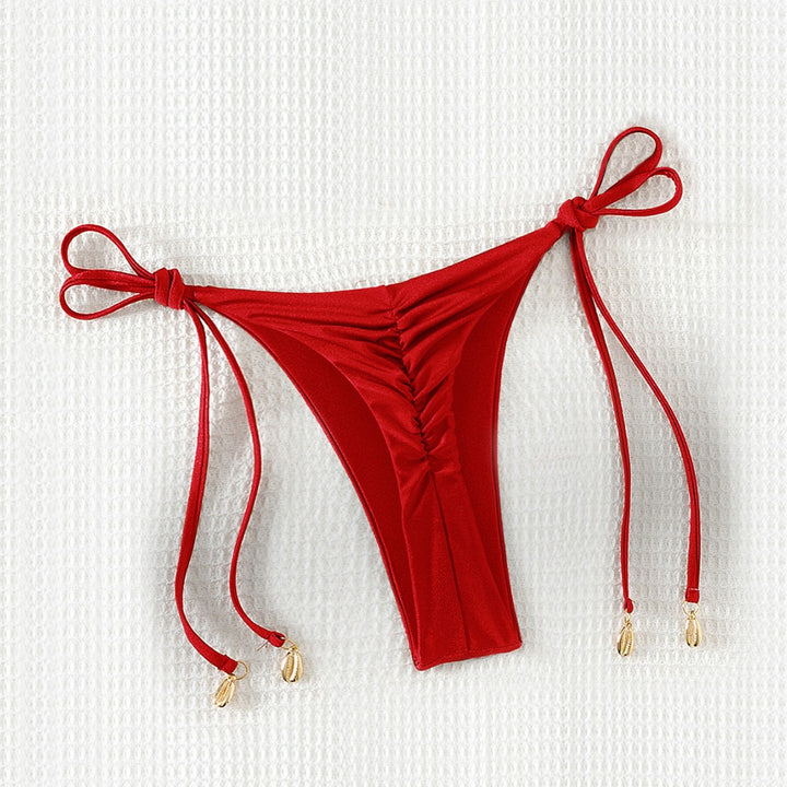 Ladies High-Waist Bikini Bottoms with Adjustable Ties Mune Fashion