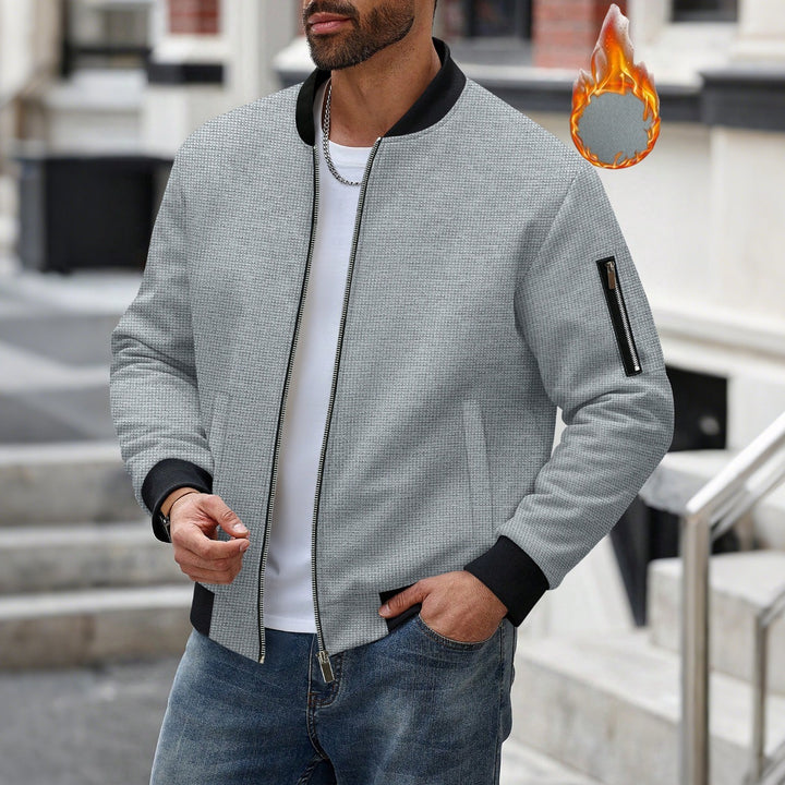 Men's lightly padded bomber jacket with waffle structure, full zip and arm pocket Mune Fashion