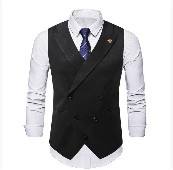 Men's double-breasted suit vest with peaked lapels, slim silhouette, and fine interior finish Mune Fashion