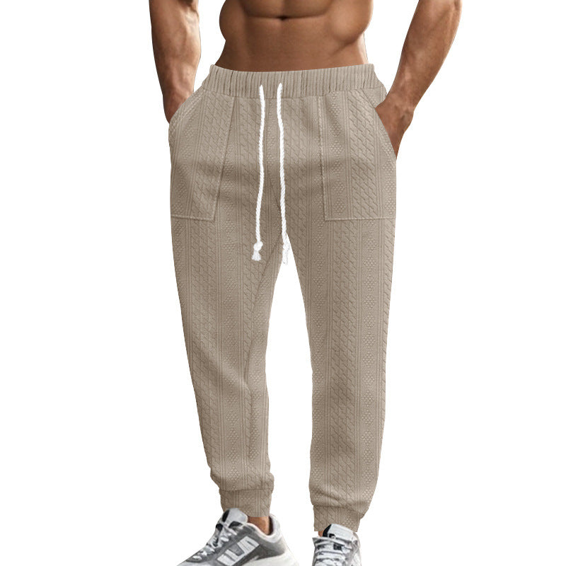 Men's cable knit joggers with drawstring waistband and patch pockets Mune Fashion