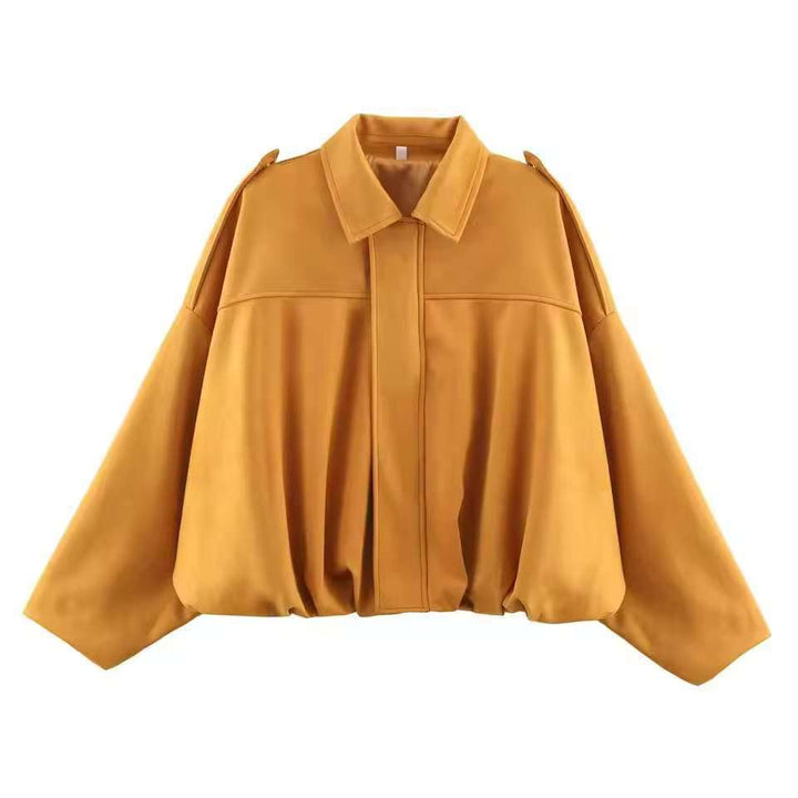 Women’s short jacket in oversized cut with balloon hem and shoulder flaps Drune