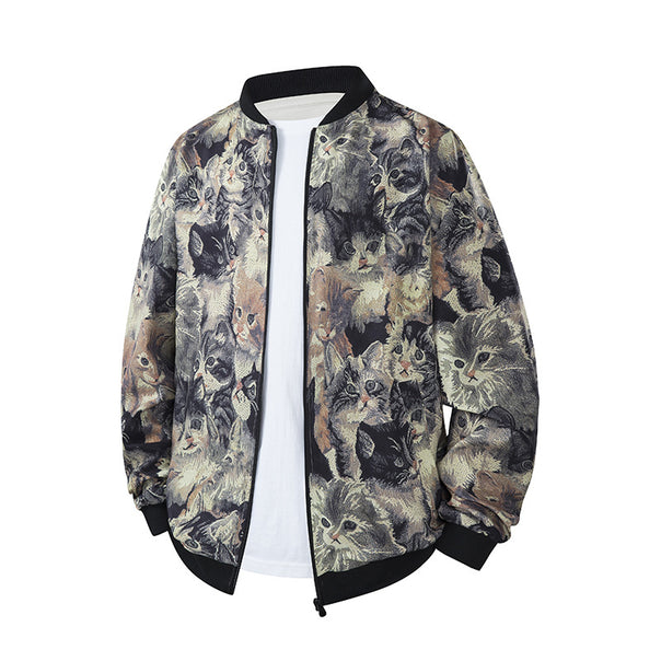 Herren Bomberjacke im Ethno-Print mit leichter Wattierung und geripptem Saum Mune Fashion