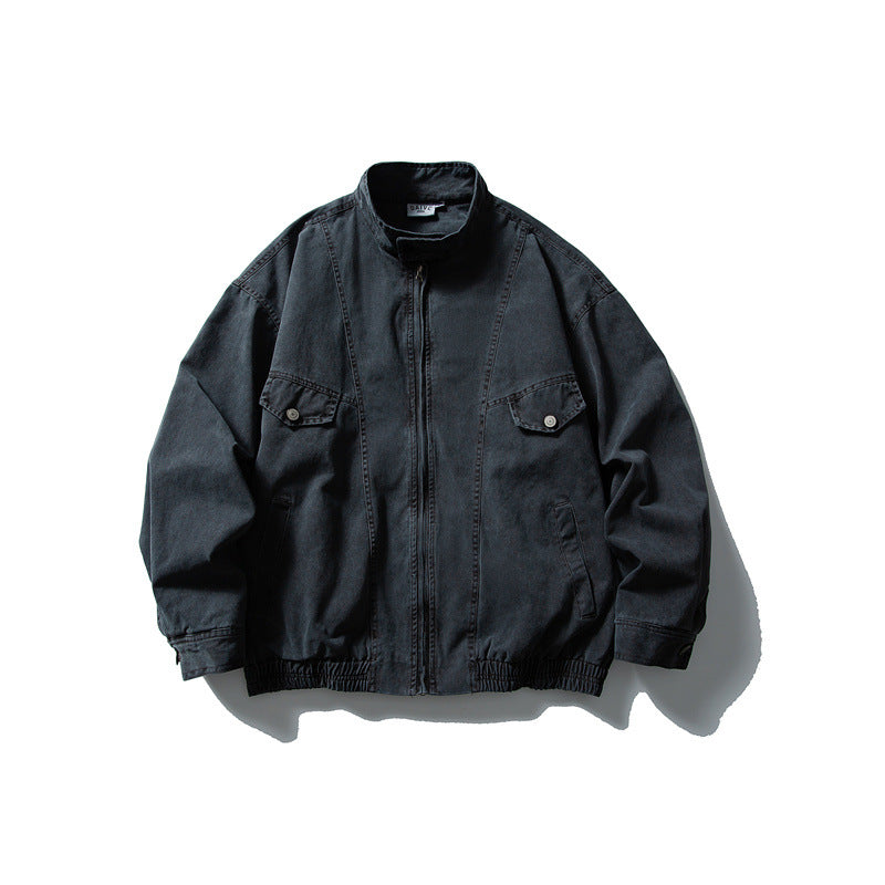 Men's Boxy Field Blouson with Stand-up Collar, Front Zip and Flap Pockets Mune Fashion