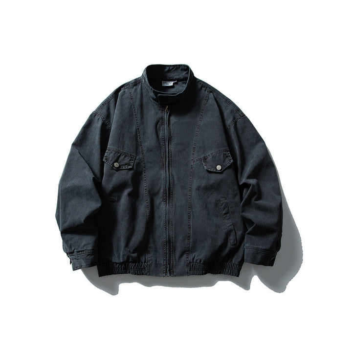Men's Boxy Field Blouson with Stand-up Collar, Front Zip and Flap Pockets Mune Fashion