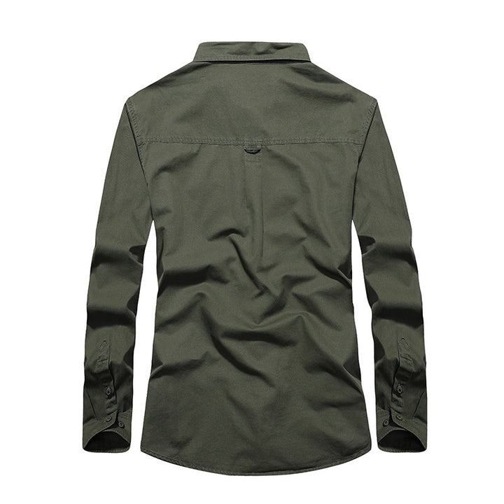 Men's Robust Cotton Field Shirt with Double Breast Pockets and Kent Collar Mune Fashion