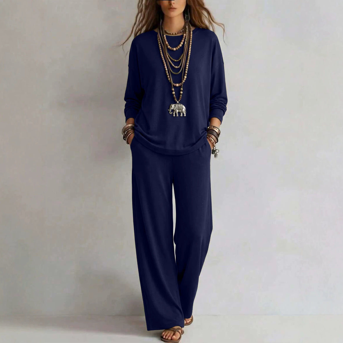 Women's loungewear set with wide waistband and oversized long sleeve shirt Mune Fashion