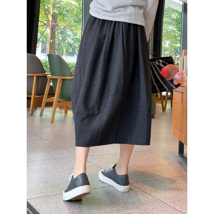 Women Elegant Midi Skirt with Casual Cut Mune Fashion