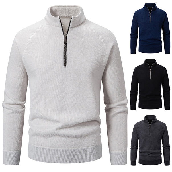 Men's fine-knit half-zip sweater with stand-up collar and slim fit Mune Fashion