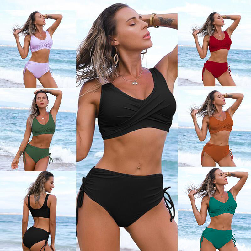 Ladies Tankini set with floral bottom and casual wrap top Mune Fashion
