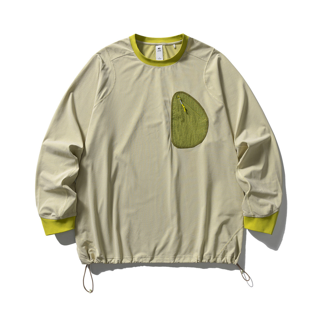 Unisex Lightweight technical crew-neck pullover with chest zip pocket, drawstring hem and ribbed cuffs Mune Fashion