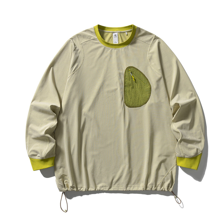 Unisex Lightweight technical crew-neck pullover with chest zip pocket, drawstring hem and ribbed cuffs Mune Fashion