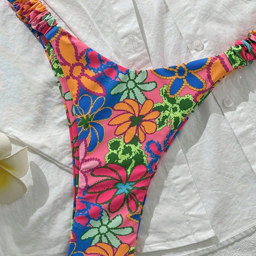 Women's triangle bikini with colorful floral pattern Mune Fashion