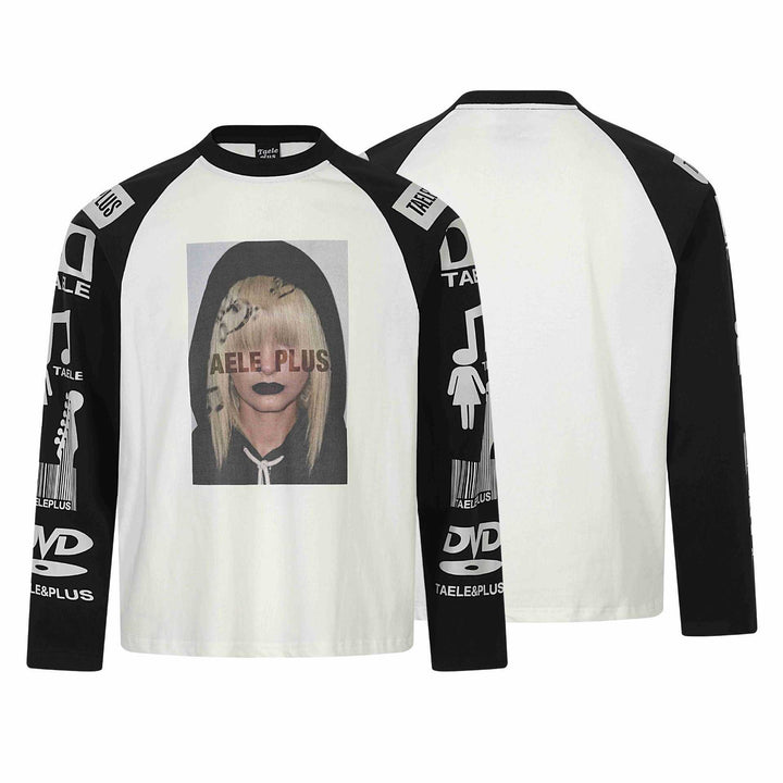 Unisex Long Sleeve Raglan Shirt with Large Graphic Print and Logo Sleeves Mune Fashion