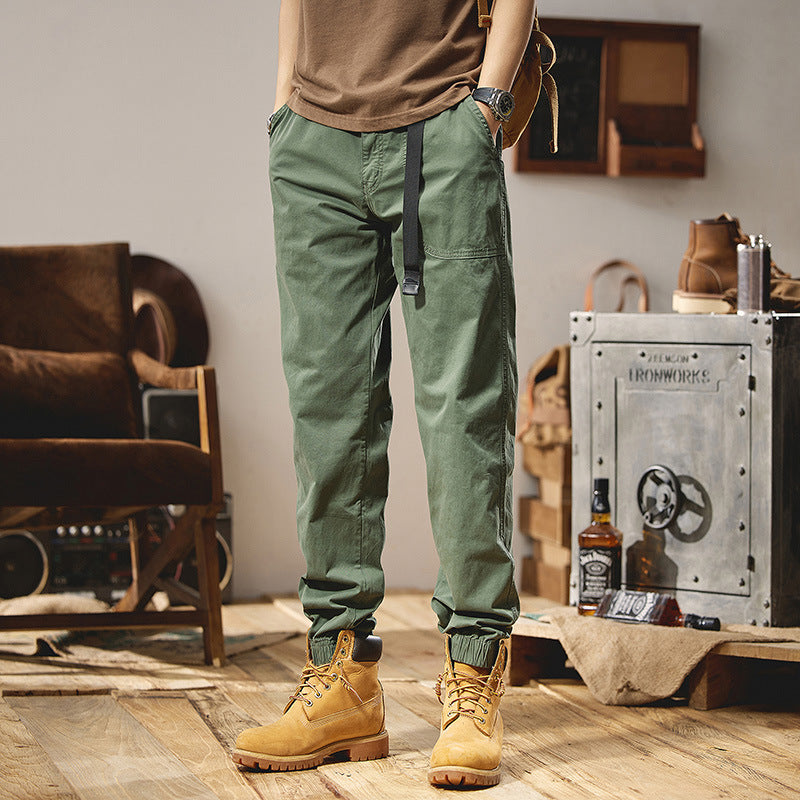 Men's Loose Utility Cargo Pants in Jogger Style with Elastic Drawstring Waistband Mune Fashion