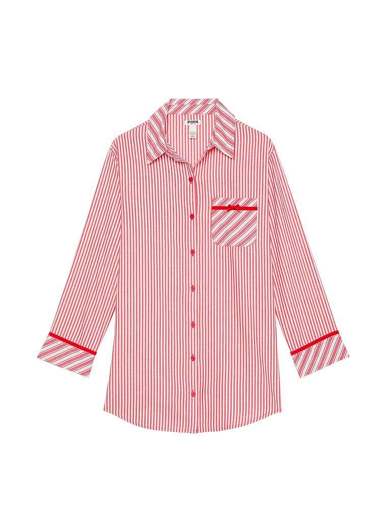 Women's Oversize Shirt Blouse in Striped Look with Chest Pocket and Cuff Turn-ups Mune Fashion