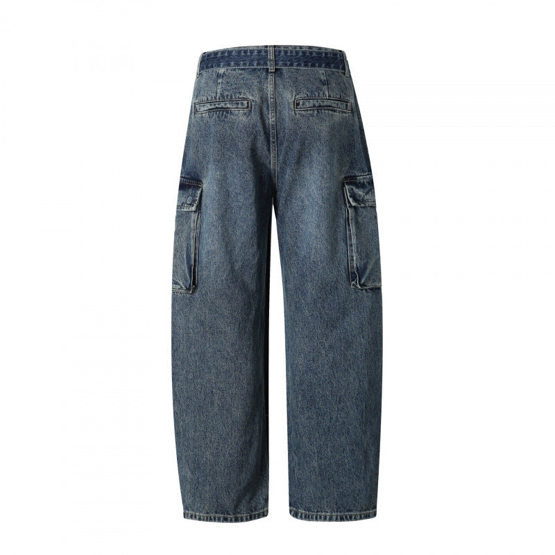 Women Cargo Jeans with High Waist, Wide Relaxed Fit and Removable Denim Belt Mune Fashion