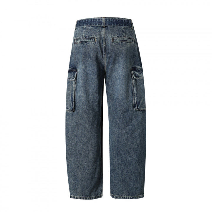 Women Cargo Jeans with High Waist, Wide Relaxed Fit and Removable Denim Belt Mune Fashion