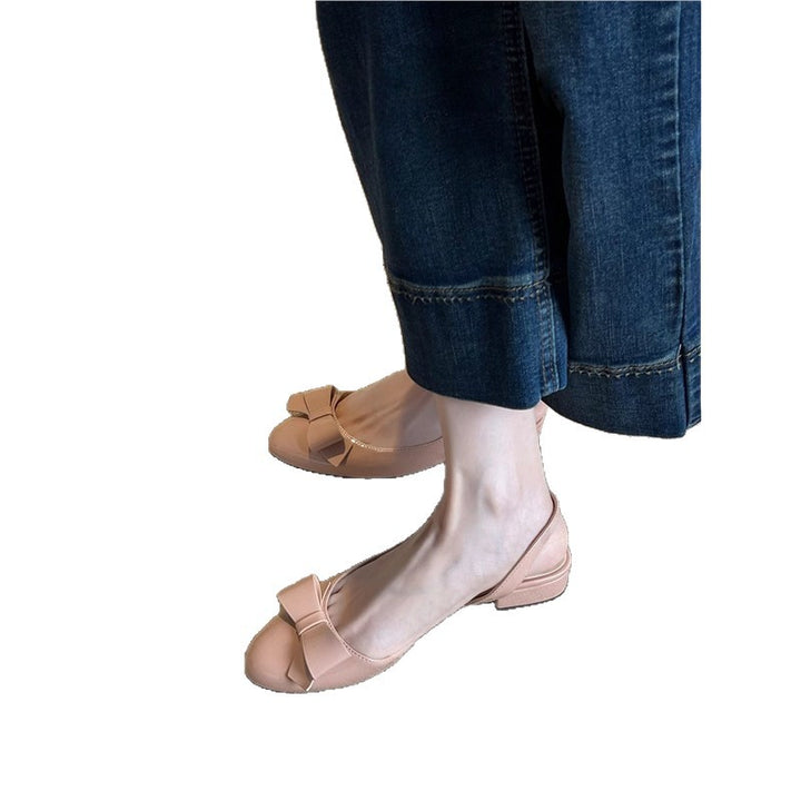 Women's Slingback Ballerinas with Patent Look, Bow Detail and Padded Insole Mune Fashion