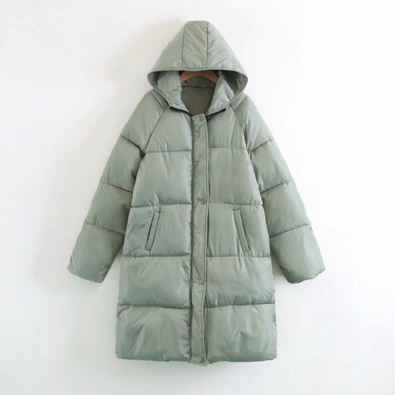 Women Longer quilted hooded coat with padded insulation Mune Fashion