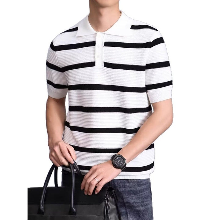 Men's Fashion Short Sleeve Polo Shirt with Knitted Pattern Mune Fashion