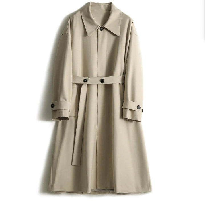Ladies Fashion Trench Coat with Waist Belt and Chic Design Mune Fashion
