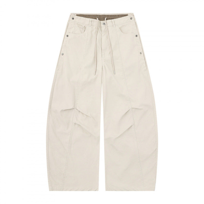 Unisex Wide Balloon Pants with Elastic Waistband, Drawstring, and Distinctive Seam Panels Mune Fashion