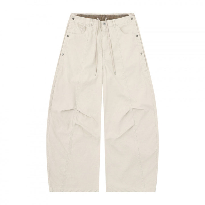 Unisex Wide Balloon Pants with Elastic Waistband, Drawstring, and Distinctive Seam Panels Mune Fashion
