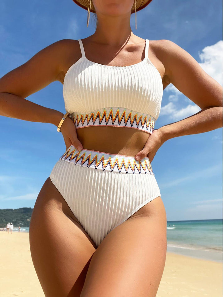 Women Multicolored Patterned High-Waist Bikini Mune Fashion
