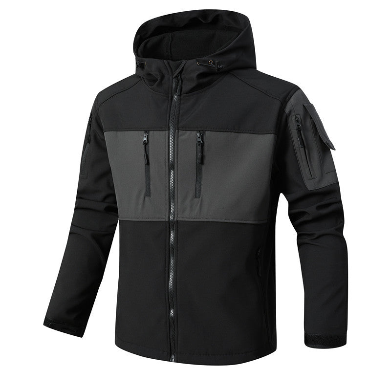 Men's Softshell Tactical Jacket with Fleece Lining, Hood and Multifunctional Pockets Mune Fashion