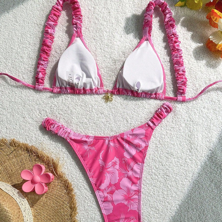 Women's triangle bikini with adjustable straps and colorful floral pattern Mune Fashion