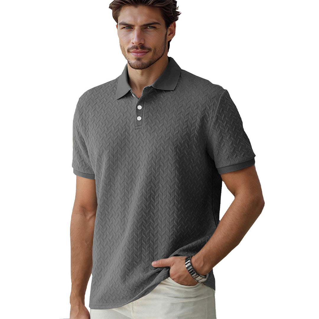 Men's finely woven polo shirt with chevron relief structure and short button placket Mune Fashion