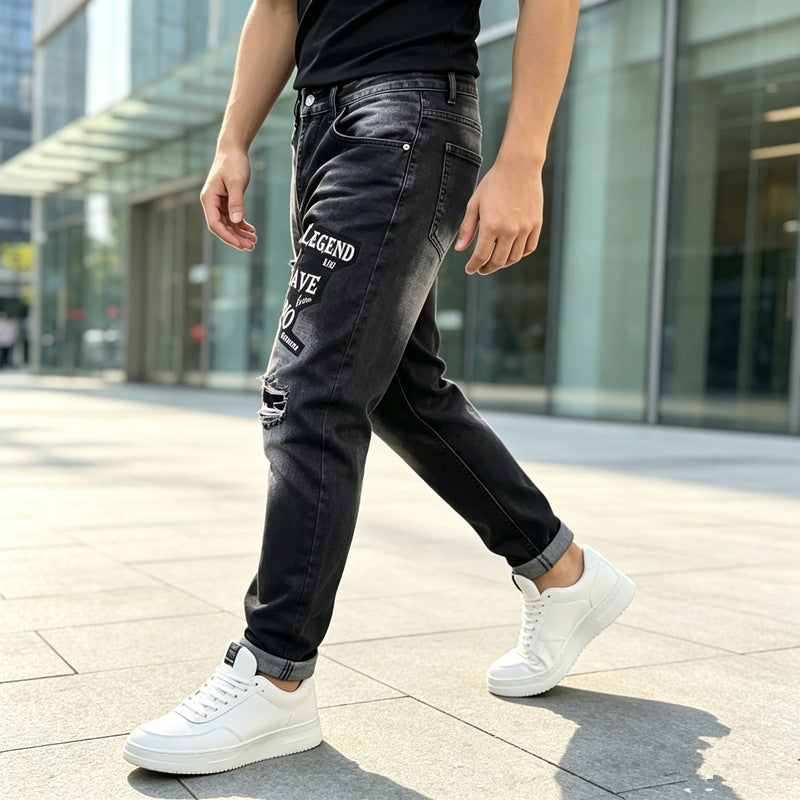 Men's Fashion Ripped Jeans with Graphic Prints Mune Fashion