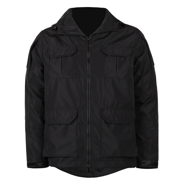 Men's  technical hooded utility field jacket with four flap cargo pockets and two-way zipper Mune Fashion