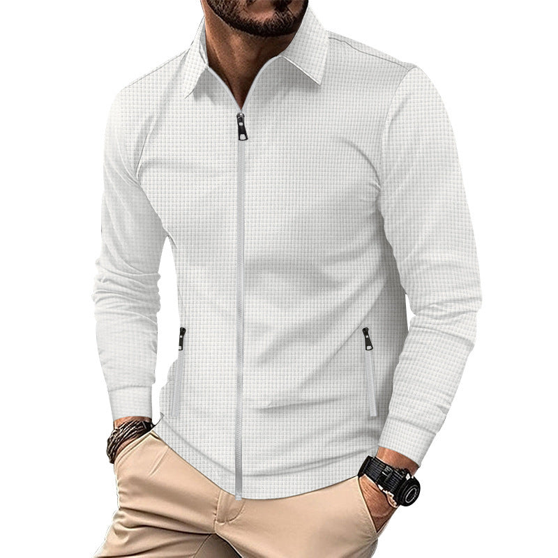 Men's patterned structured Slim-Fit zip-over shirt with collar Mune Fashion