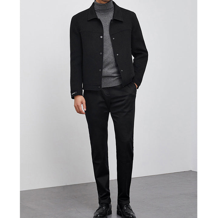 Men's Boxy Wool Blend Blouson Jacket with Hidden Snap Placket and Side Pockets Mune Fashion
