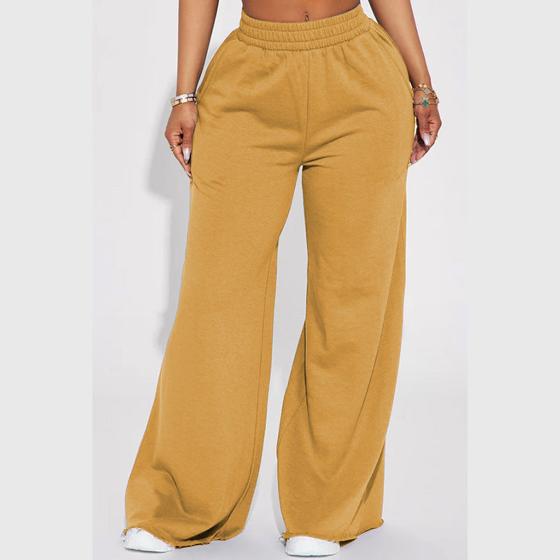 Women wide High-Waist lounge pants with elastic waistband and practical side pockets Mune Fashion