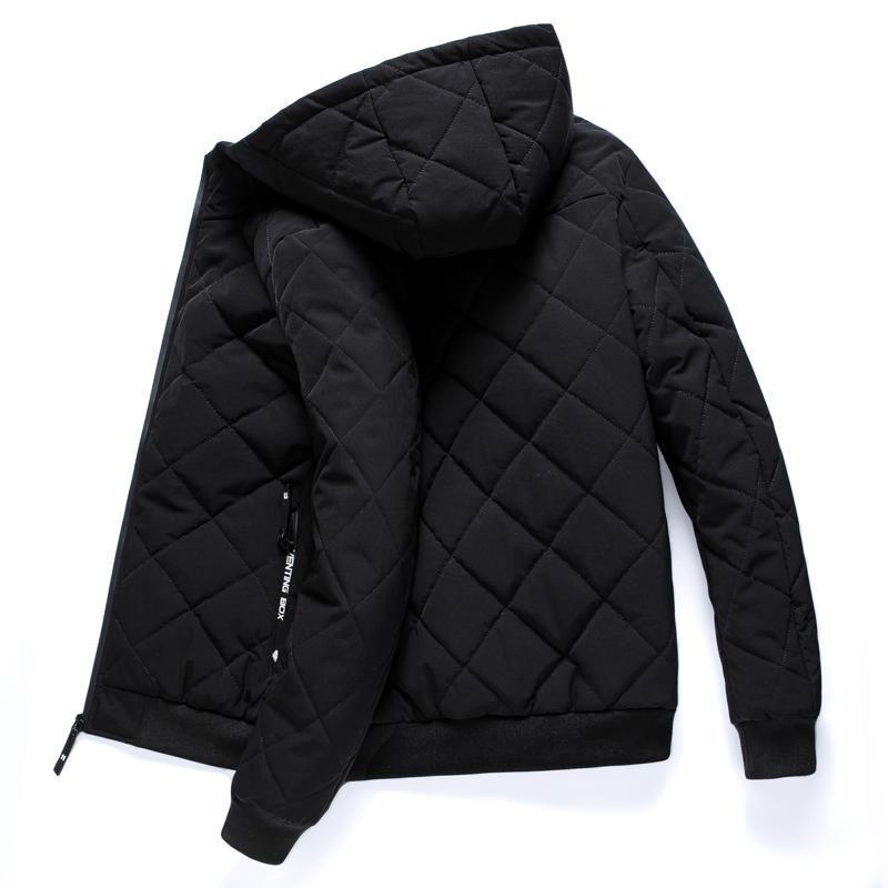 Men's quilted hooded jacket with light thermo insulation and ribbed cuffs Mune Fashion