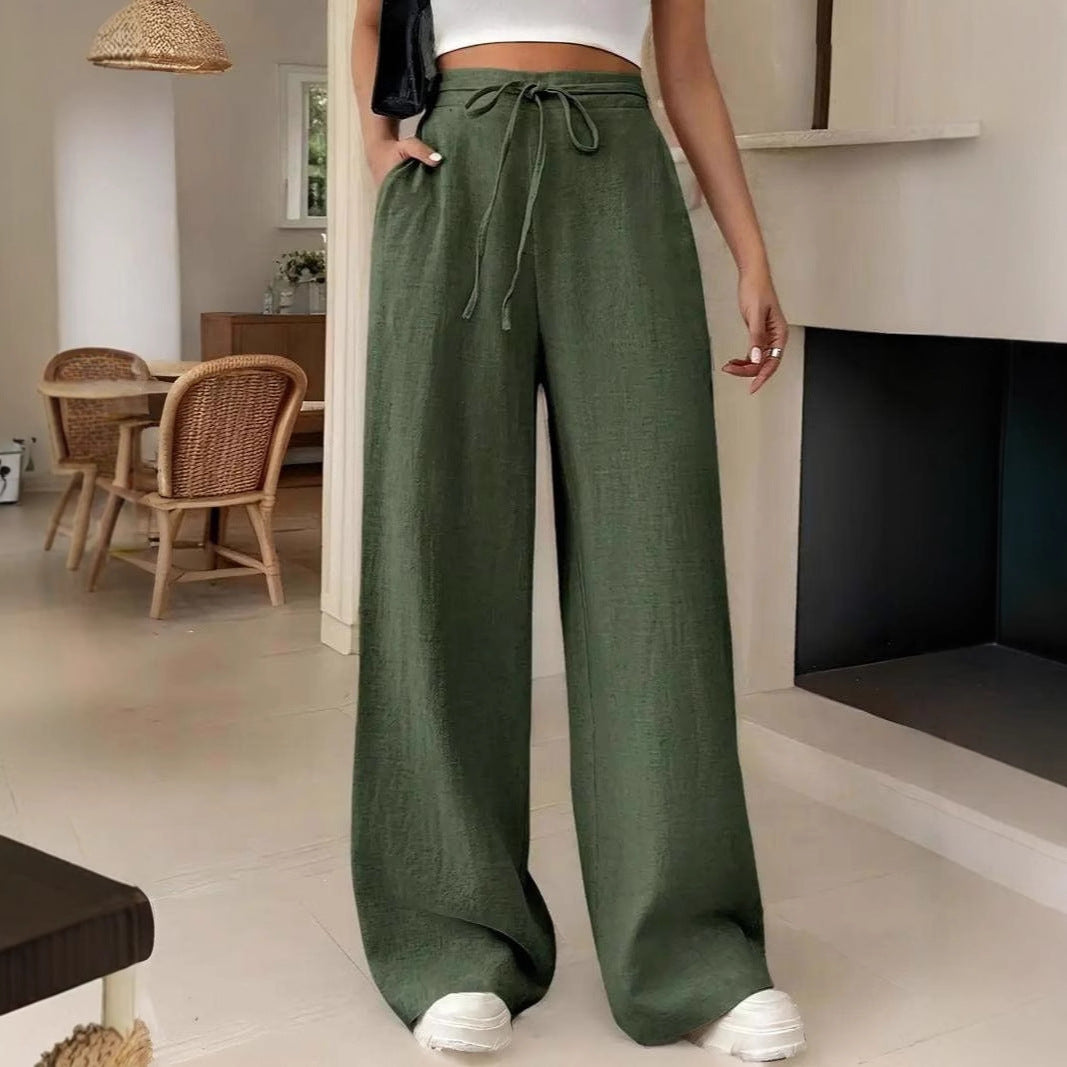 Women's trendy palazzo pants with elastic waistband