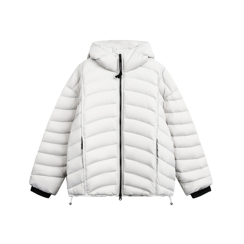 Women's Lightweight Padded Down Jacket with Hood and Adjustable Hem Mune Fashion