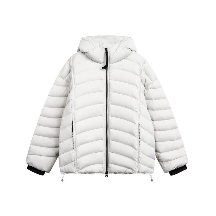 Women's Lightweight Padded Down Jacket with Hood and Adjustable Hem Mune Fashion