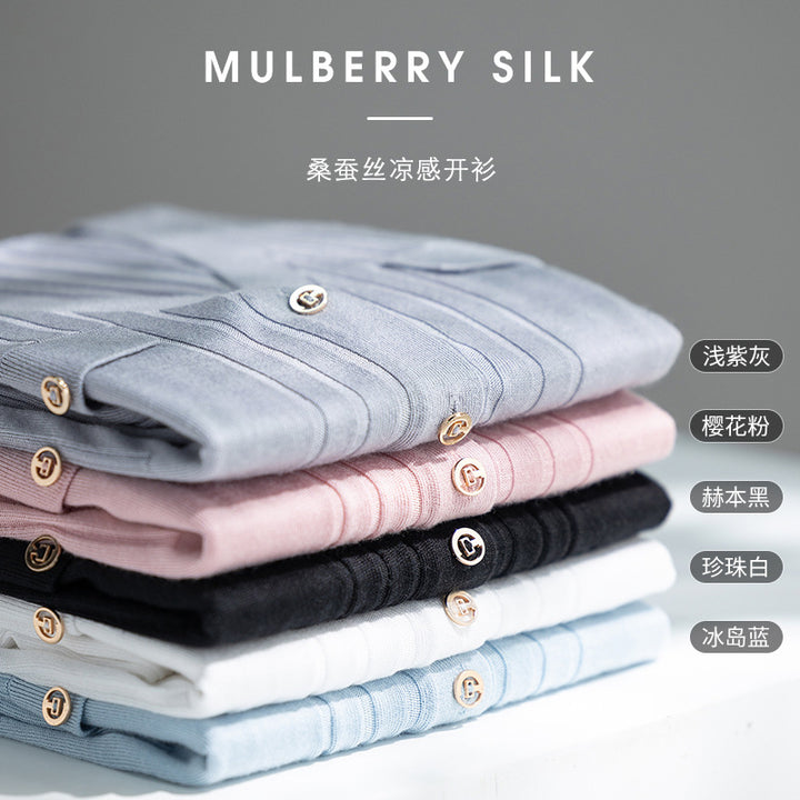 Women Fine Ribbed Button Cardigan with V-Neck and Chest Pockets Mune Fashion